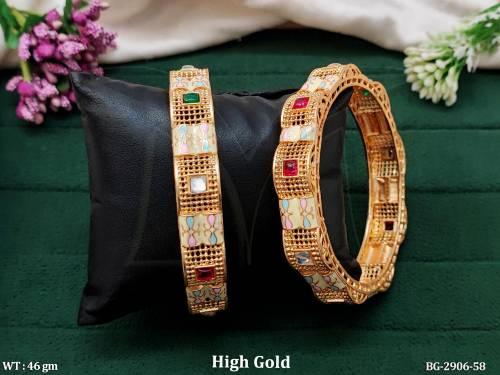 Antique Design   High Gold Polish 2 Bangles Set